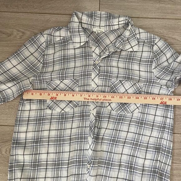 Soft Joie Button-Up Shirt Women's Medium Gray Collared Long Sleeve Front Pockets - Picture 3 of 8